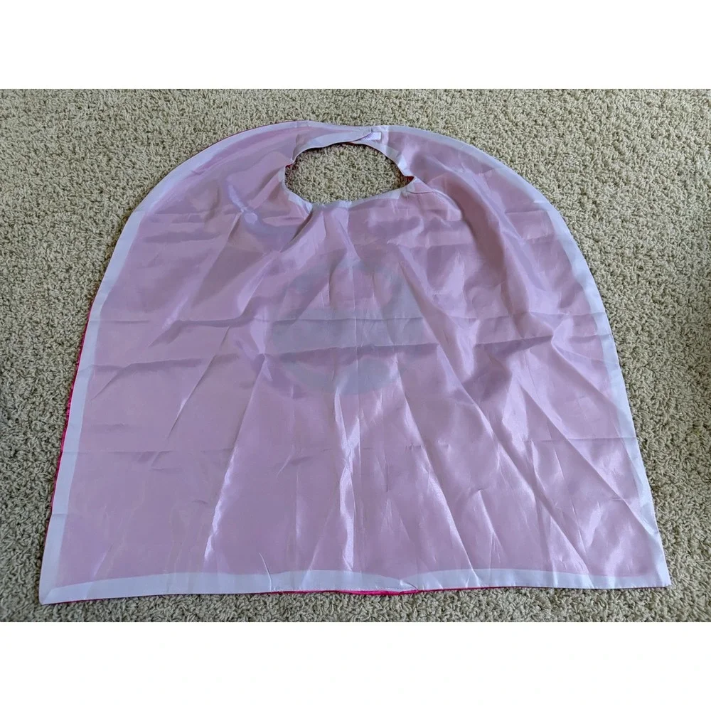 Kids Pink Superhero Cape Silver S Logo Satin Dress Up Costume Accessory